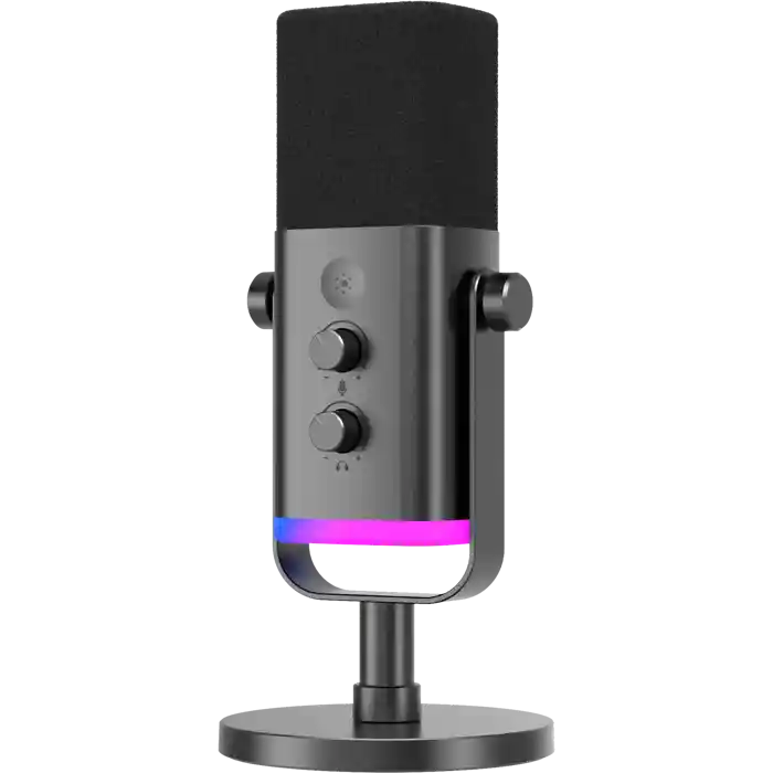 FIFINE AM8 RGB AmpliGame USB/XLR Dynamic Mic with Touch-mute, I/O Controls, Live Monitoring for Streaming